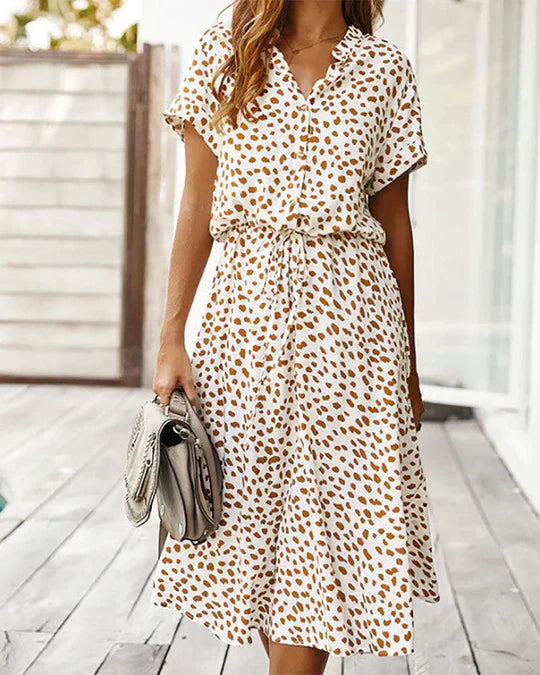 Clara | Abito Midi Elegante con Motivo a Punti 1