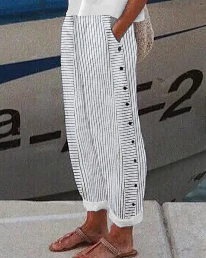 Claudia | Versatili ed eleganti fatti di pantaloni in tessuto di cotone mix