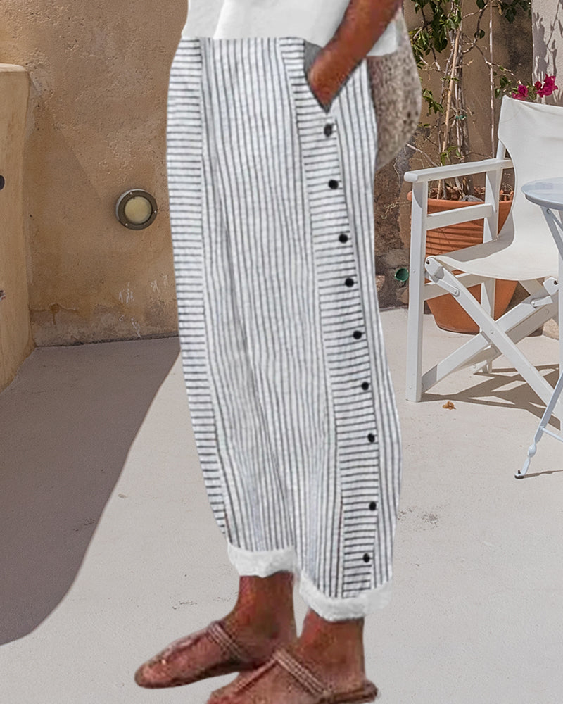 Claudia | Versatili ed eleganti fatti di pantaloni in tessuto di cotone mix