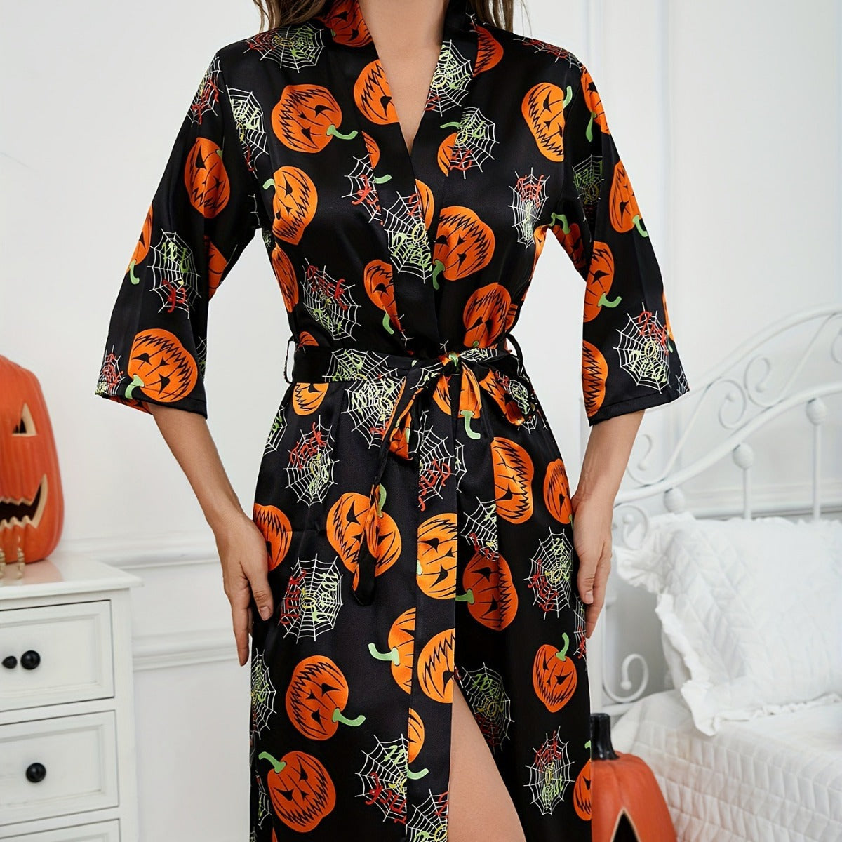Cecilia | Vestito di Halloween con stampa di zucca