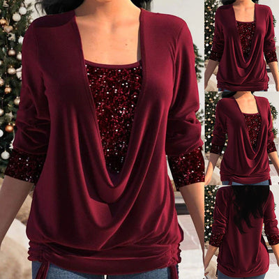 Diana | Plus size blouse with sequins SparkleFlow