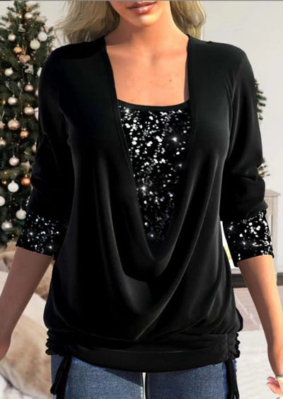 Diana | Plus size blouse with sequins SparkleFlow