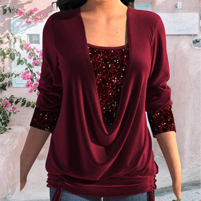 Diana | Plus size blouse with sequins SparkleFlow