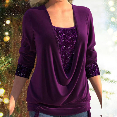 Diana | Plus size blouse with sequins SparkleFlow