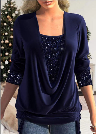 Diana | Plus size blouse with sequins SparkleFlow