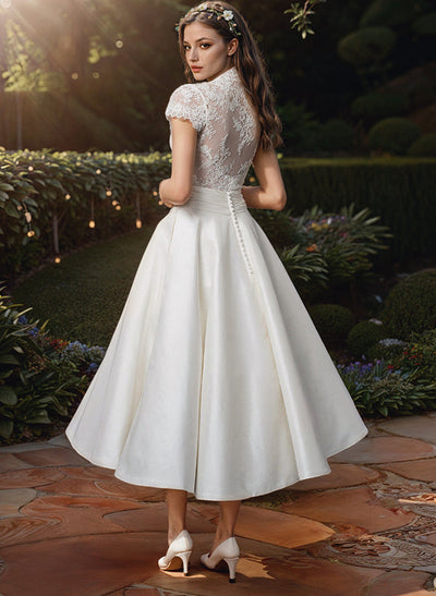 Diana | Elegante abito da sposa midi con scollo a V