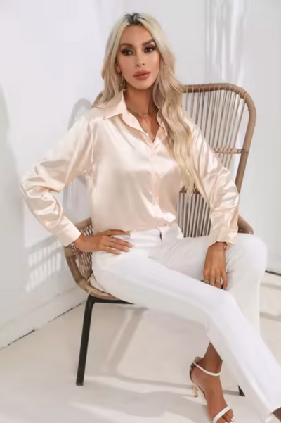 Doreen | Elegant satin blouse with charm