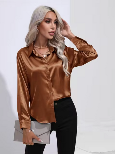Doreen | Elegant satin blouse with charm