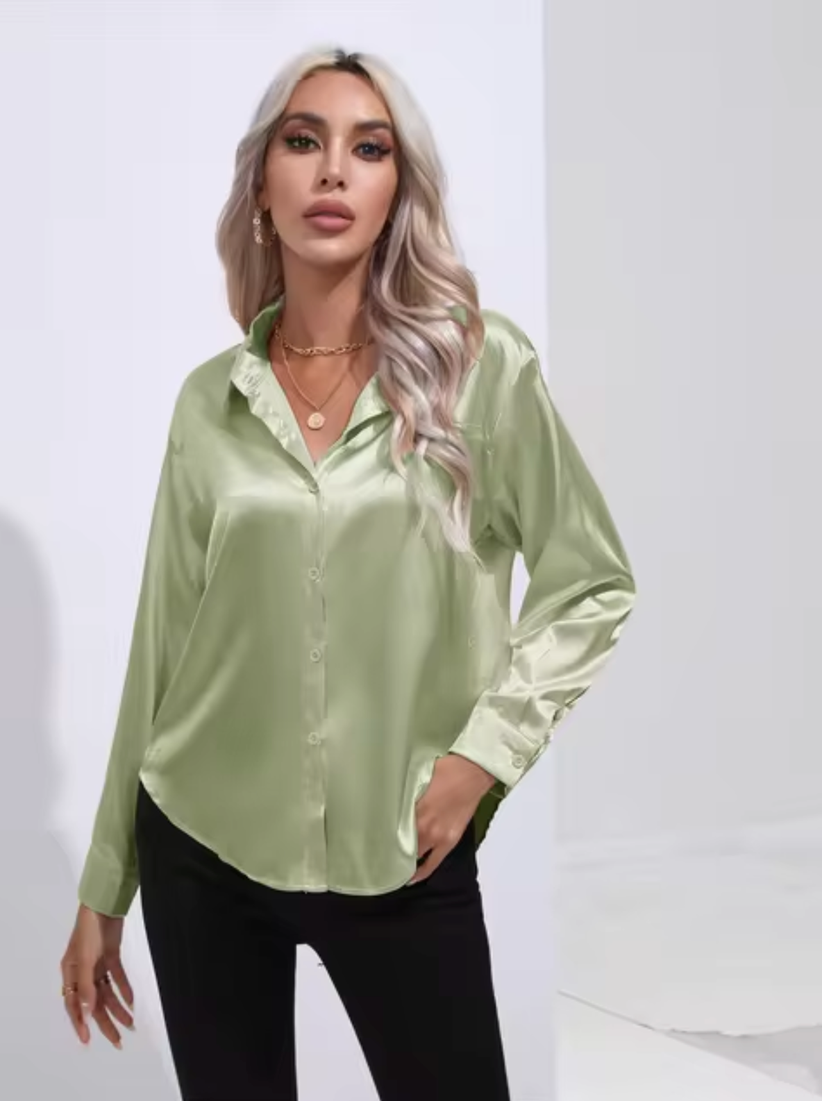 Doreen | Elegant satin blouse with charm