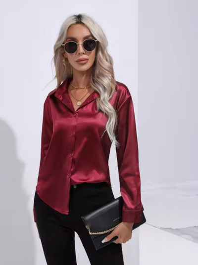 Doreen | Elegant satin blouse with charm