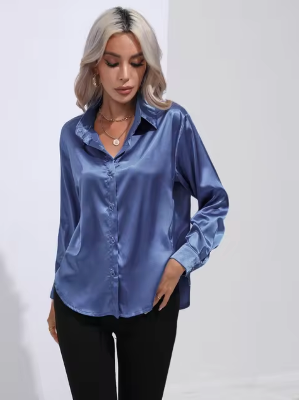 Doreen | Elegant satin blouse with charm