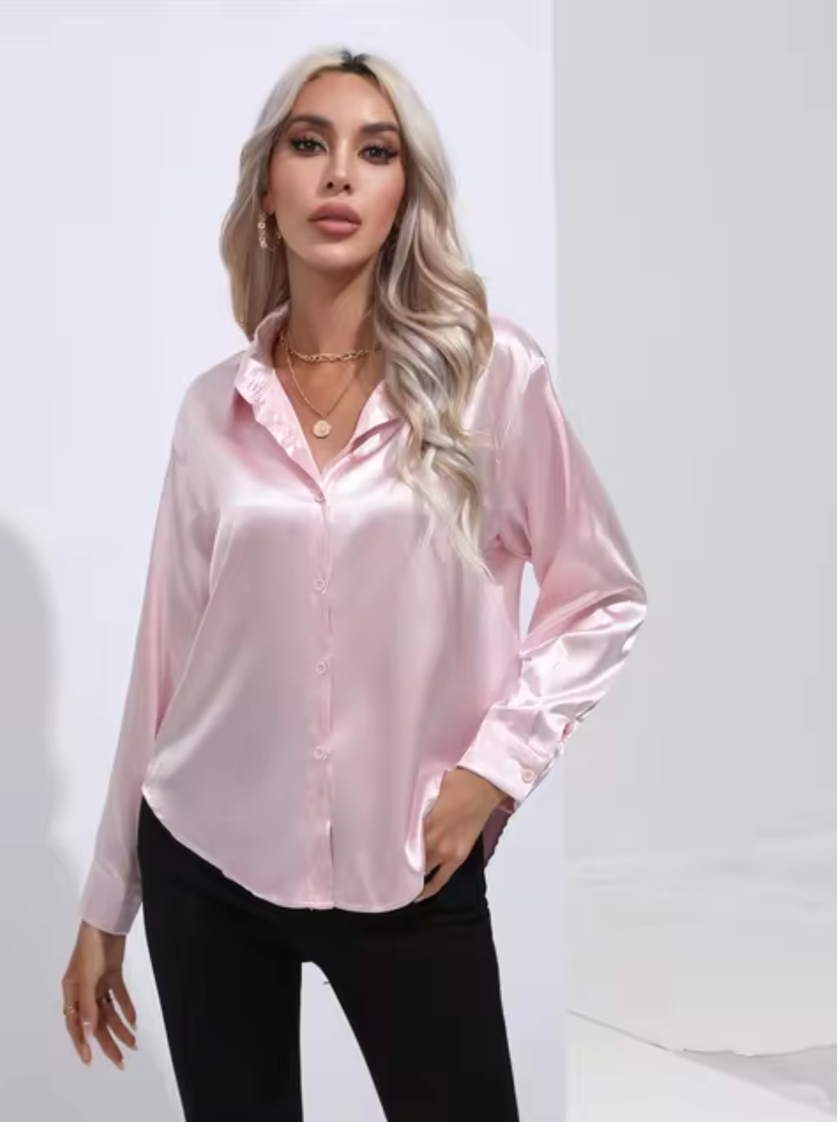 Doreen | Elegant satin blouse with charm