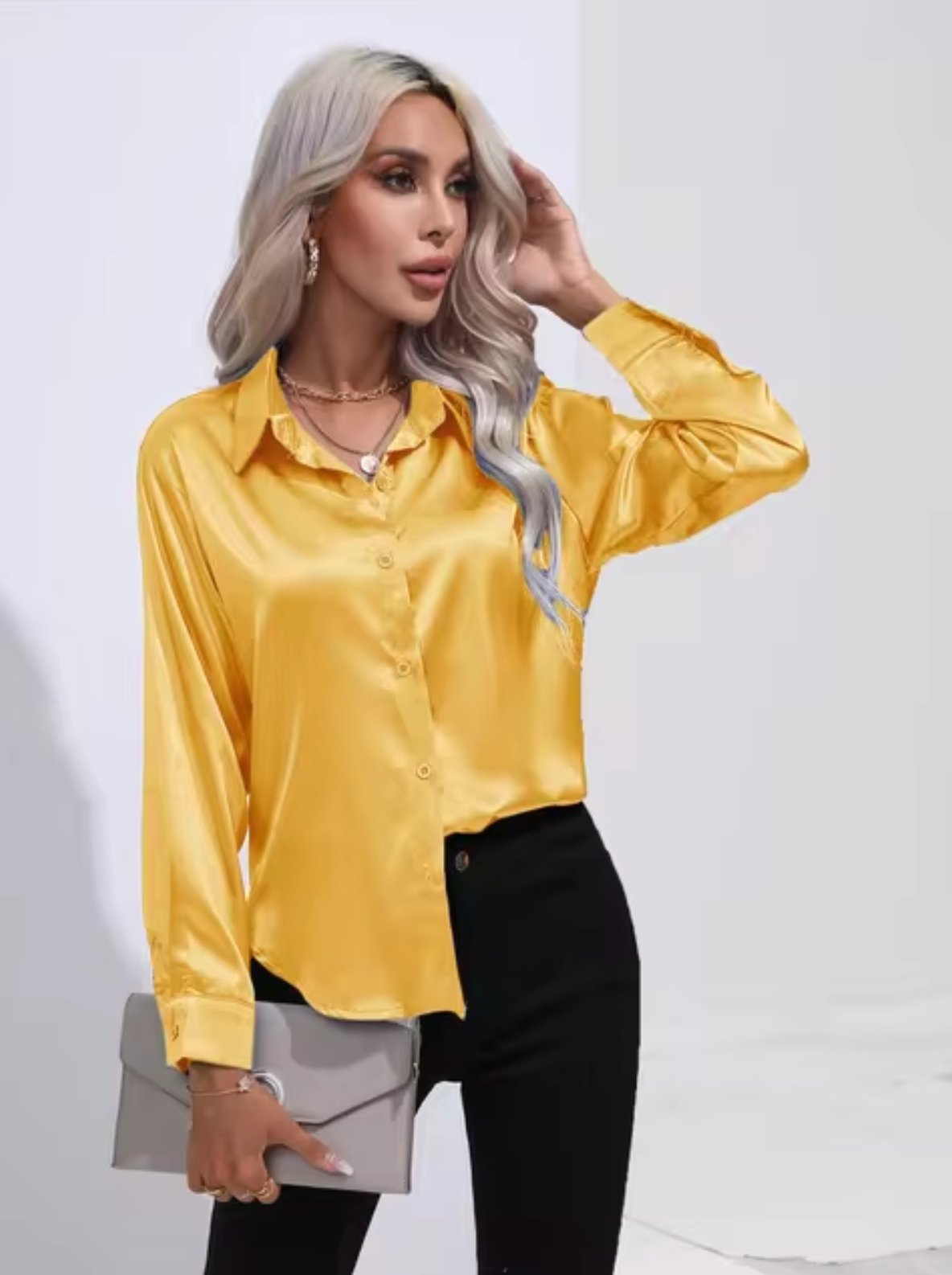Doreen | Elegant satin blouse with charm