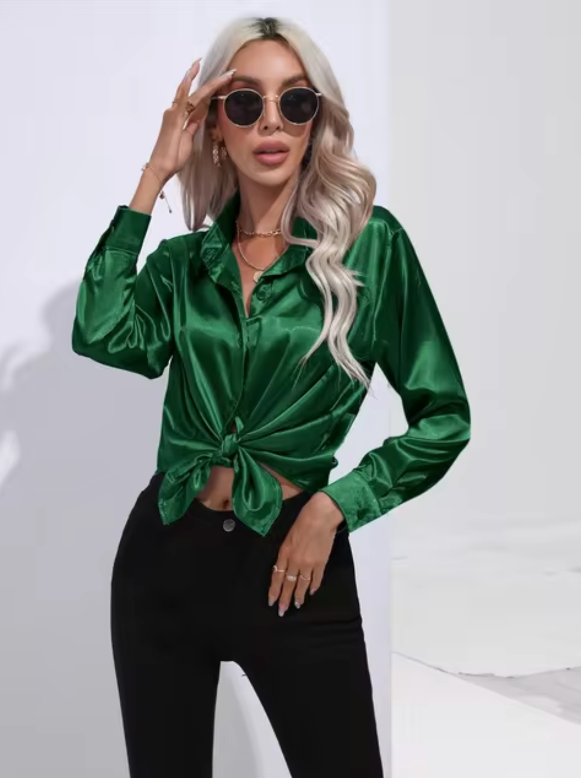 Doreen | Elegant satin blouse with charm