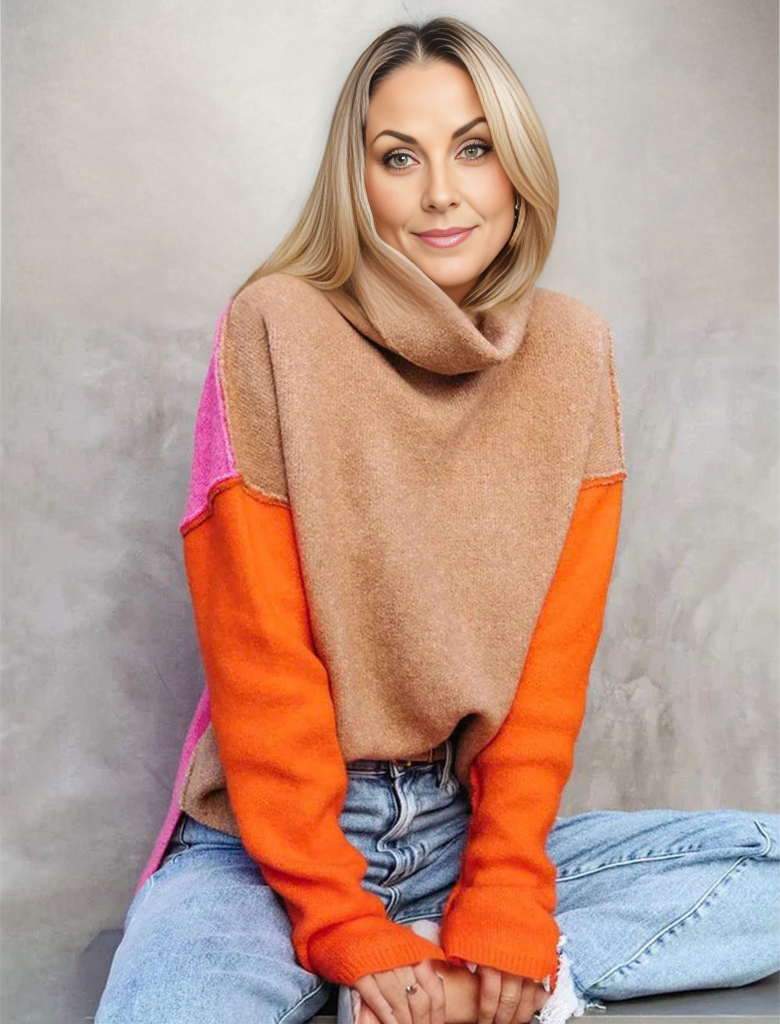 Doreen | Maglione caldo in cotone con motivo a blocchi di colore