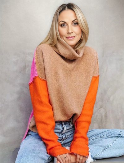 Doreen | Maglione caldo in cotone con motivo a blocchi di colore