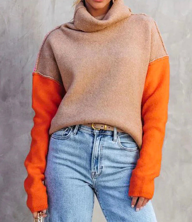 Doreen | Maglione caldo in cotone con motivo a blocchi di colore