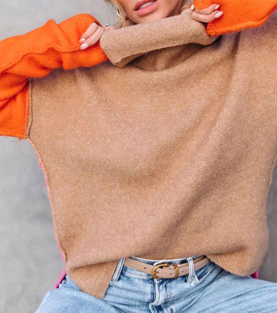 Doreen | Maglione caldo in cotone con motivo a blocchi di colore