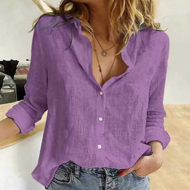 Evelyn | Comfortable and refined long-sleeve cotton shirt