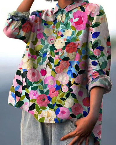 Franziska | Blouse estivale en coton avec motif floral en fleur