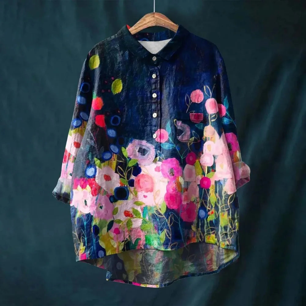 Franziska | Blouse estivale en coton avec motif floral en fleur