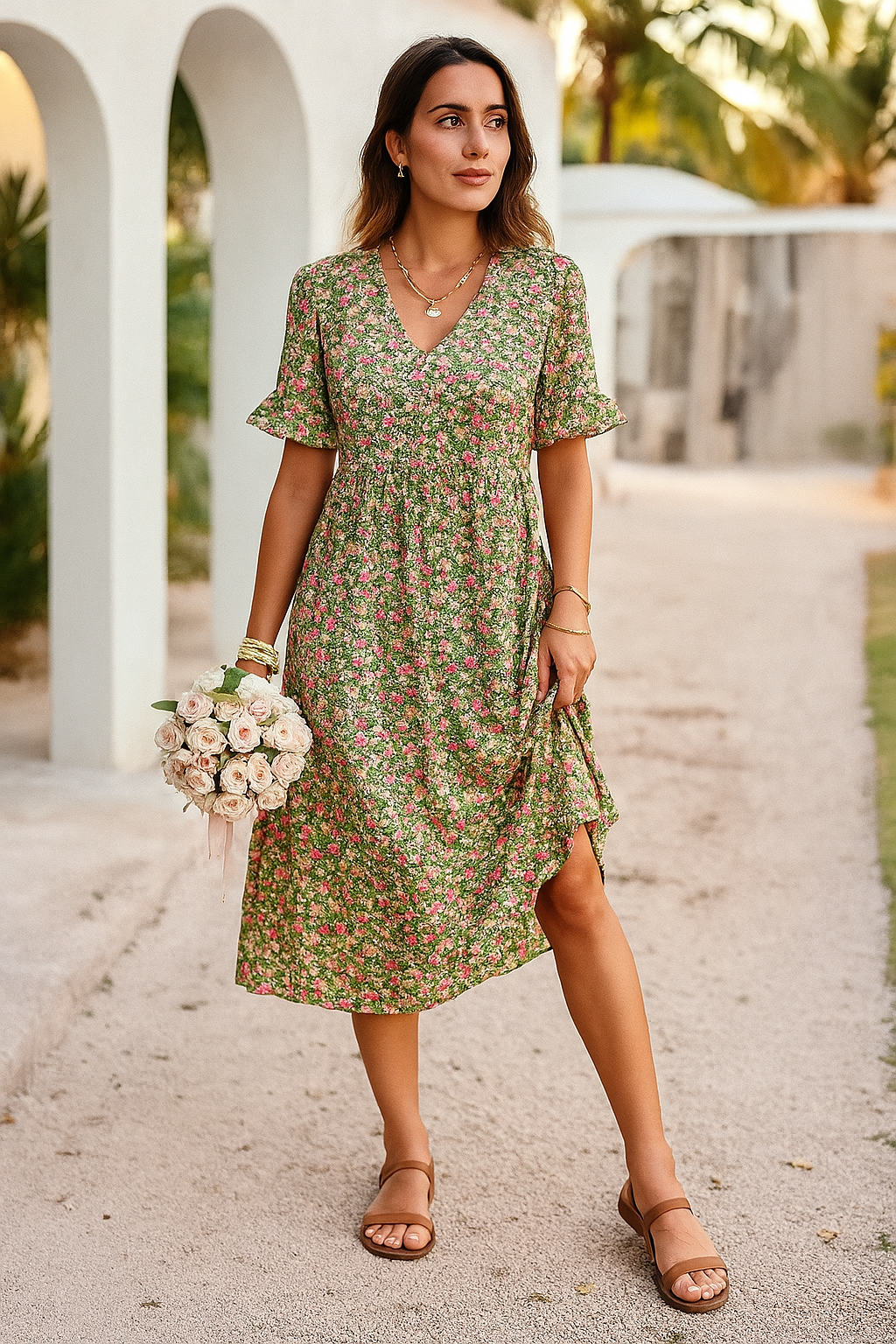 Mirella | Abito elegante con scollo a V