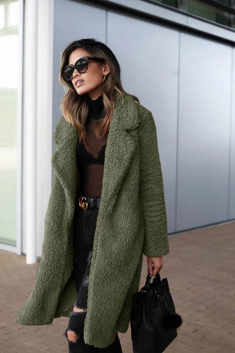 Federica | Giacca Invernale Lunga in Fleece per Stile e Comfort