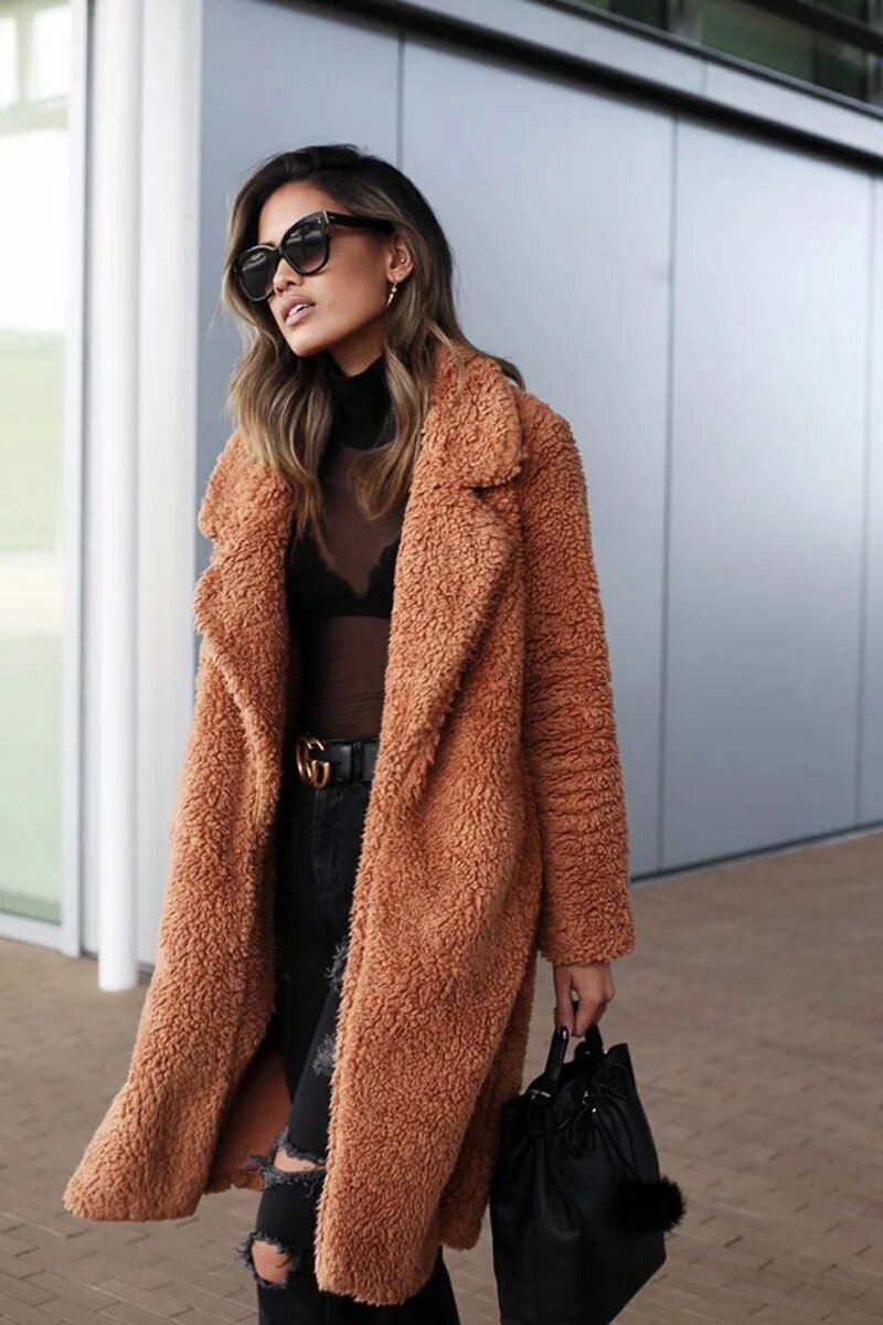Federica | Giacca Invernale Lunga in Fleece per Stile e Comfort