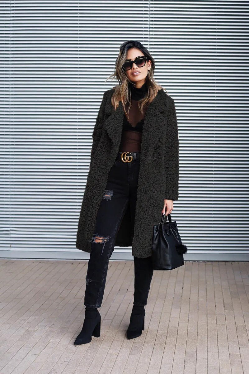 Federica | Giacca Invernale Lunga in Fleece per Stile e Comfort