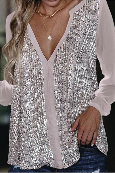 Jennifer | Elegant long-sleeve blouse with sequins