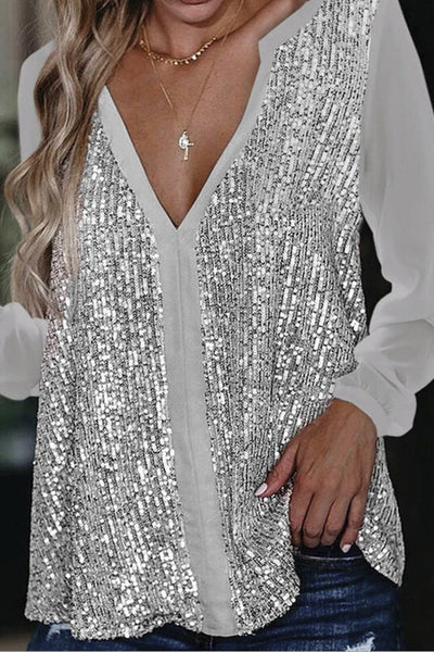 Jennifer | Elegant long-sleeve blouse with sequins