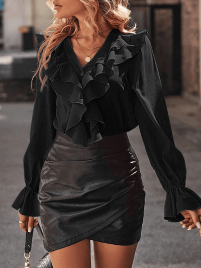 Jessica | Long-sleeve blouse with ruffles and elegance