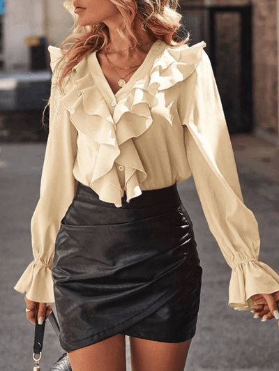 Jessica | Long-sleeve blouse with ruffles and elegance