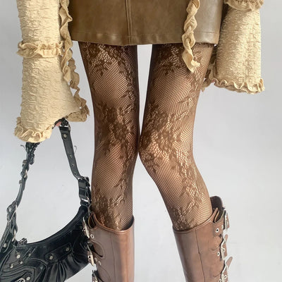 Julia | Eleganti collant traforati con motivo floreale