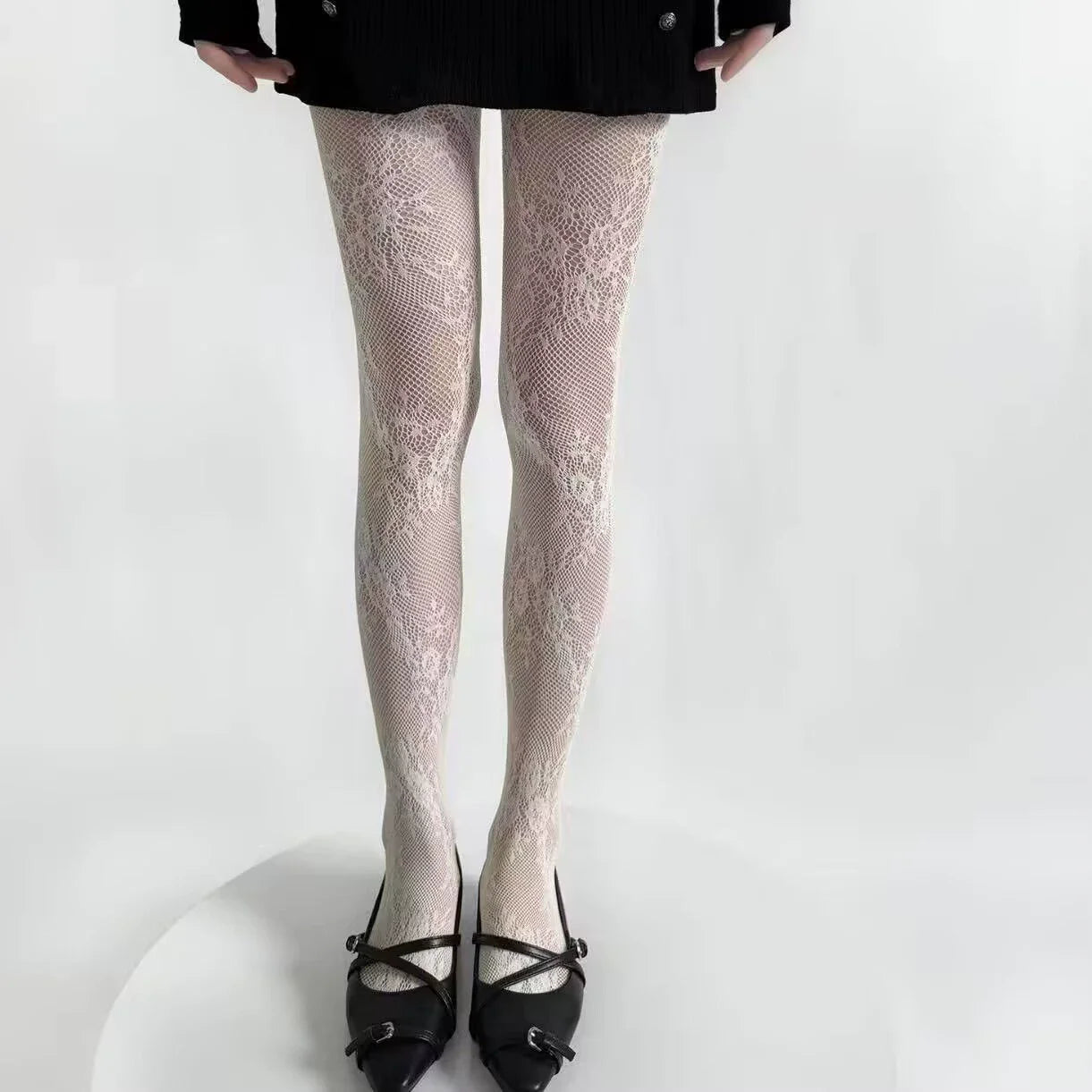 Julia | Eleganti collant traforati con motivo floreale