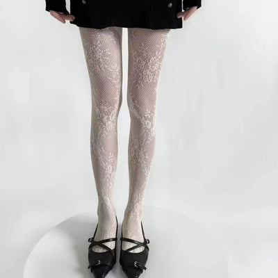 Julia | Eleganti collant traforati con motivo floreale