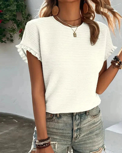 Karin | Textured top with ruffle sleeves
