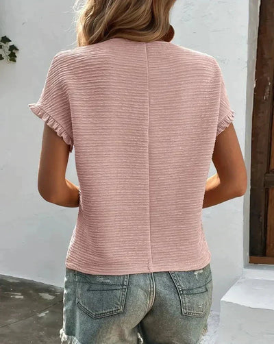 Karin | Textured top with ruffle sleeves