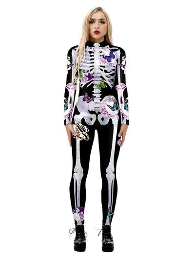 Ornella | Costume di Halloween a pressione scheletro floreale