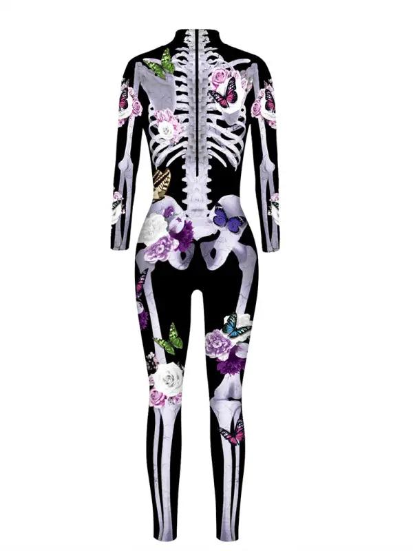 Ornella | Costume di Halloween a pressione scheletro floreale