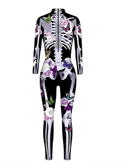 Ornella | Costume di Halloween a pressione scheletro floreale