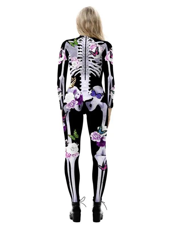 Ornella | Costume di Halloween a pressione scheletro floreale