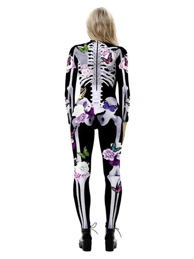 Ornella | Costume di Halloween a pressione scheletro floreale