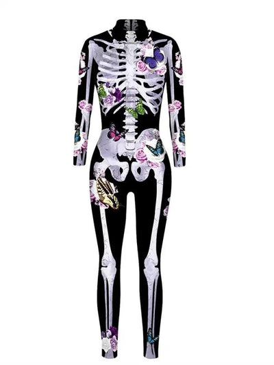 Ornella | Costume di Halloween a pressione scheletro floreale
