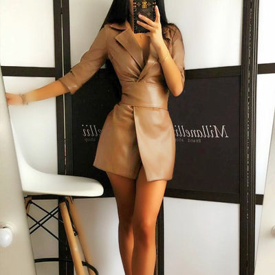 Kathrin | Eleganter Overall in Karamellfarbe