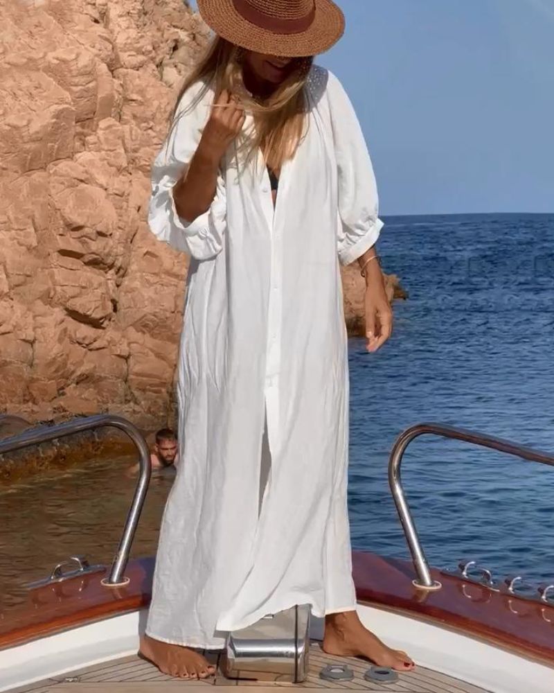 Kerstin | Abito maxi leggero in stile camicia