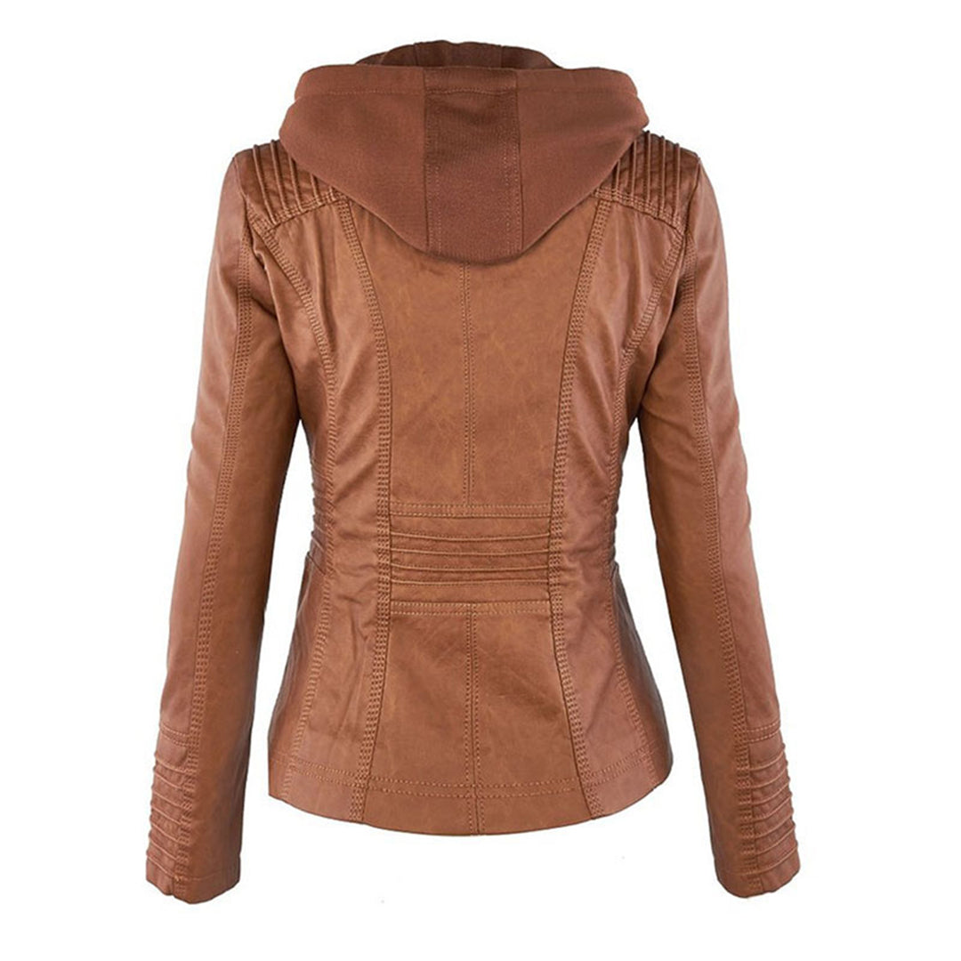 Liliana | Giacca in pelle con cappuccio