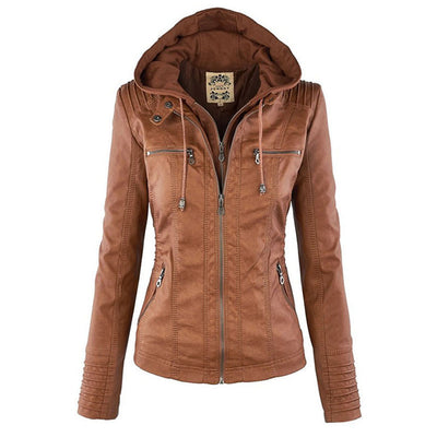 Liliana | Giacca in pelle con cappuccio