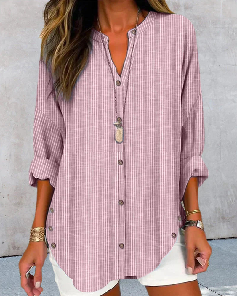 Kristin | Elegant striped blouse with V-neckline