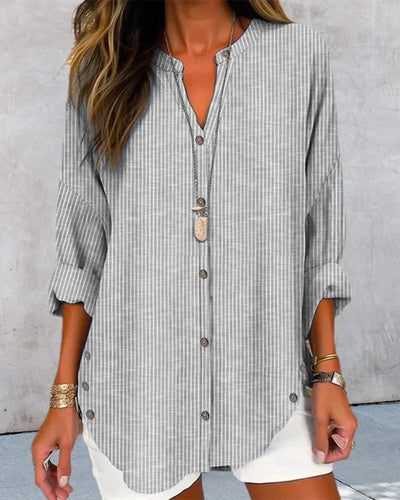 Kristin | Elegant striped blouse with V-neckline